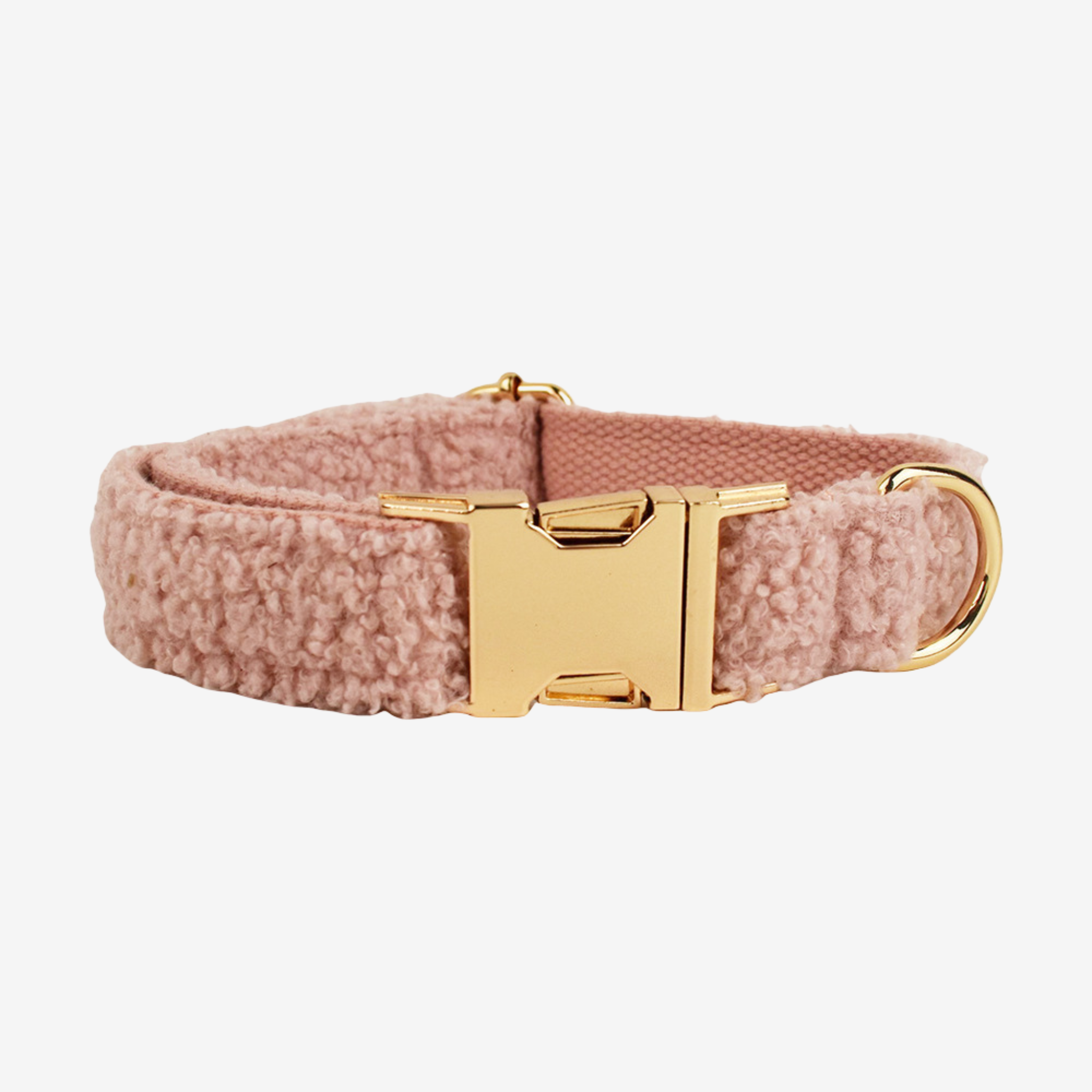 Hundhalsband i teddy fleece med mjuk och justerbar passform i rosa färg